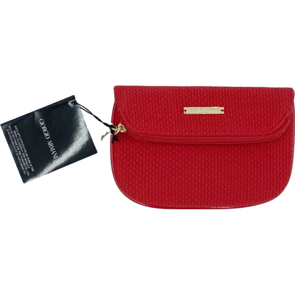 NWT Giorgio Armani Parfums Makeup Cosmetic Travel Bag Pouch Red w/Zipper